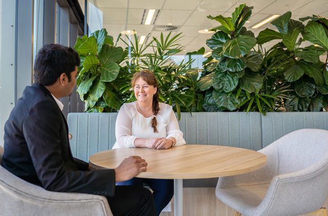 GMHBA employees chatting in lunchroom
