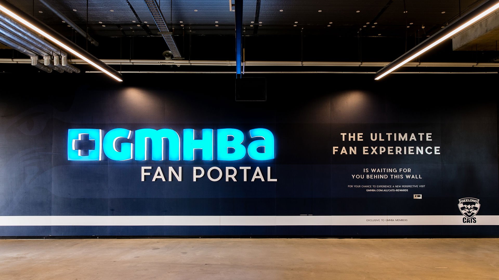GMHBA logo at geelong stadium