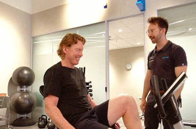 Cameron Lingy with GMHBA physio Will Green